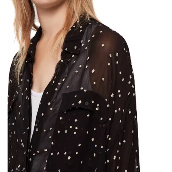 AllSaints Amari Star Embroidered Shirt Size Medium - Picture 4 of 15